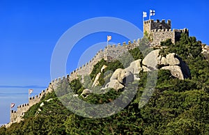 Castle of the Moors ( Castelo dos Mouros ). Medieval castle in Sintra, Portugal. photo