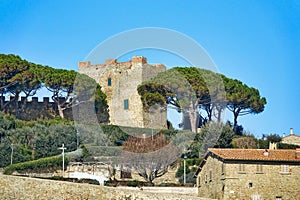 castle in the mountains , image taken in Follonica, grosseto, tuscany, italy