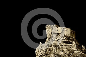 The castle of mussomeli, high contrast sepia