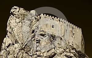 The castle of mussomeli, high contrast sepia
