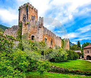 Castle of ninfa ruins and garden in Lazio - Latina province - Italy landmark