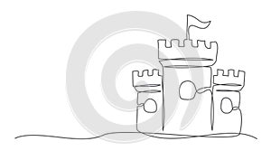 Castle One line drawing isolated on white background