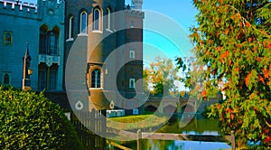 Castle from outside. It is a medieval castle built in 11th century and a major touristic attraction in poland nowadays. Sunny day