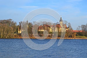 Castle over the lake, Nevsvizh castle - palace and castle complex, Minsk region,