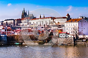 The castle overlooking the River Vtlava in Prague