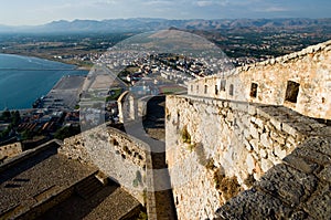 Castle Palamidi and village of Nafplion photo