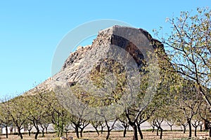 Castle of Penas de San Pedro upon rock, Spain