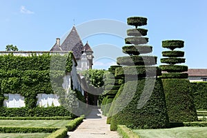 Castle of Pizay with French formal garden in Beaujolais