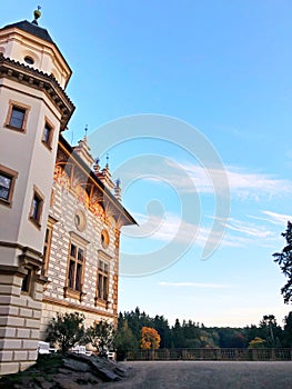 Castle Pruhonice. Sights of Czech Republic. Beautiful autumn in the Czech Republic.