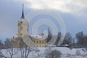 Castle Putt a gloomy winter day. Pavlovsk