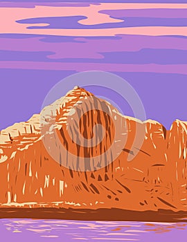 Castle Rock in Glen Canyon National Recreation Area Kane County WPA Art Deco Poster