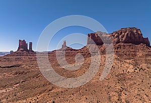 Castle Rock, King on the Throne and Saddleback Mesa in Monument Valley