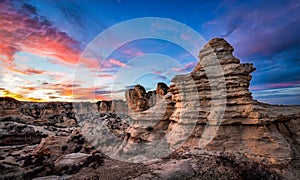 Castle Rock State Park, KS USA - Spectacular Sunset and the Limestone Formations at the Castle Rock State Park