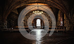 Castle room ,medieval interior, gothic hall