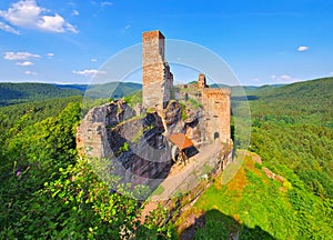 Castle ruin Drachenfels in Dahn Rockland, Germany photo