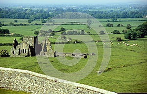 Castle ruin within green meadows