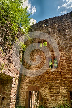 Castle ruin Stolzeneck along the long-distance hiking trail Neckarsteig