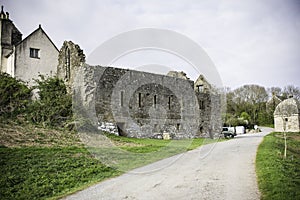 Castle ruins on british countryside,Anglesey,North Wales,Uk