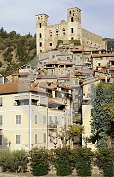 Castle ruins at dolceacqua, liguria