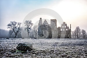 castle ruins in the morning sun