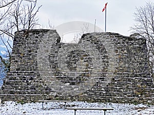 Castle ruins Stralegg or Burgruine Stralegg oder Ruine Strahlegg in Betlis bei Amden, Weesen - Canton of St. Gallen, Switzerland