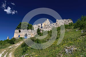 Castle ruins of Topolcany, old castle breakaway in Slovakia