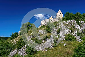 Castle ruins of Topolcany, old castle breakaway in Slovakia