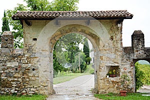 Castle ruins walls in Cividale, Italy, Europe