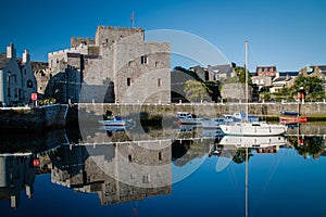 Castle Rushen Castle and Castletown harbor