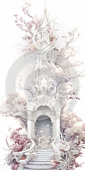 Rococo-inspired Installation: Intricate Staircase With Dreamlike Illustrations photo