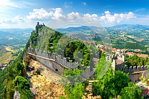 Castle in San Marino. Beautiful view on San Marino second tower the Cesta or Fratta photo