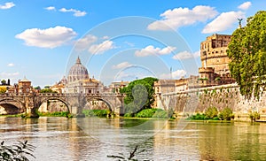 Castle Sant'Angelo and Bridge Vittorio Emanuele II over the Tiber, Rome, Italy