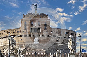 Castle Sant`Angelo in Rome with blue sky