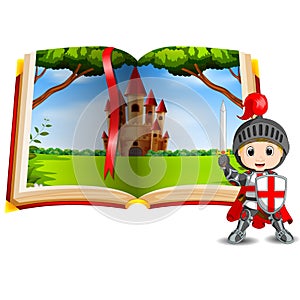 Castle scenery in the book and a knight