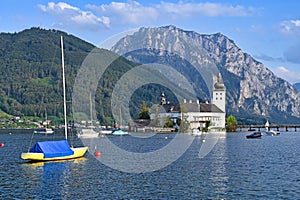 Castle Schloss Ort Orth on lake Traunsee in Gmunden landascape photo