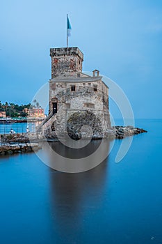 Castle on the Sea in Rapallo by night