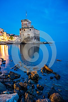 Castle on the Sea in Rapallo by night