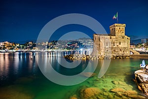 Castle on the Sea in Rapallo by night