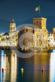 Castle on the Sea in Rapallo by night