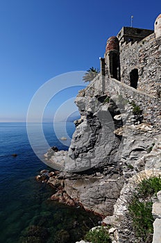 The castle on the seaside of Camogli Italia