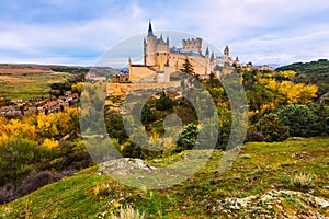 Castle of Segovia in november day