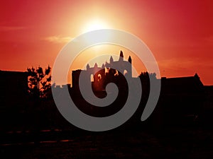 Castle Silhouette in Red Sunset