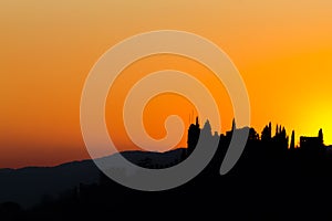 Castle silhouette at sundown