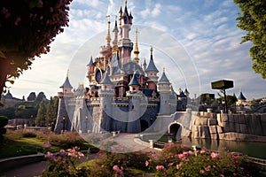 Castle of Sleeping Beauty at Disneyland Paris August 28, 2019, Paris, France