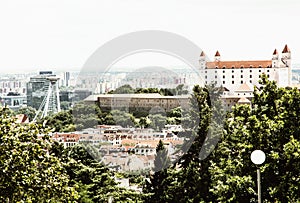 Castle and Snp bridge in Bratislava - the capital city of Slovak