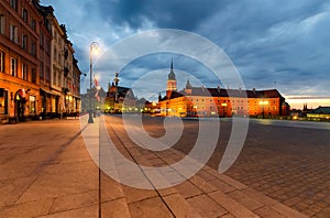 Castle square in the old town in Warsaw, Poland