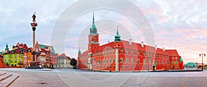 Castle square panorama in Warsaw, Poland