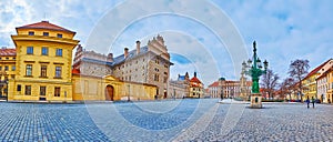 The Castle Square with Schwarzenberg Palace and Candelabra gaslight, Prague, Czech Republic