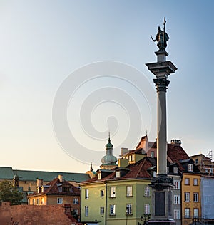 Castle Square and Sigismunds Column erected in 1643 and designed by Constantino Tencalla and Clemente Molli - Warsaw, Poland