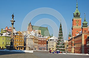 Castle square of Warsaw, Poland, palace, king Sigismund column photo